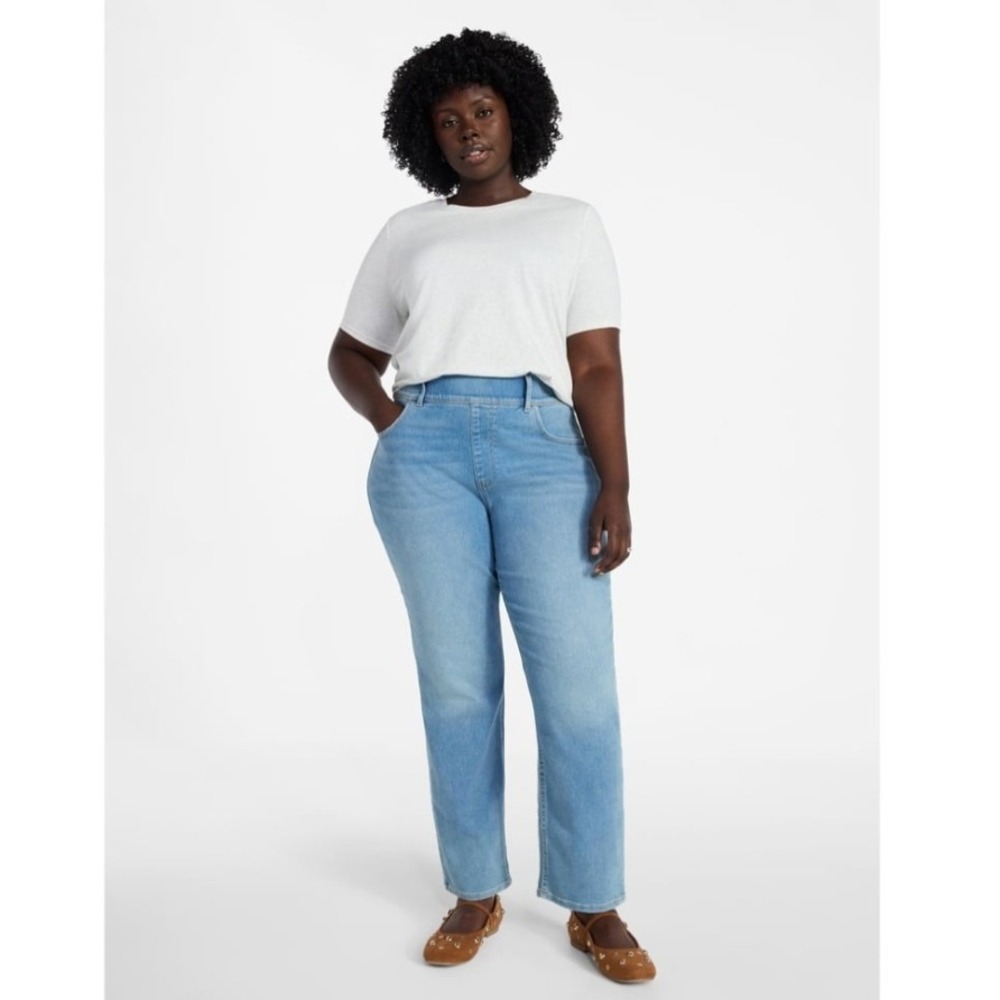 Terra & Sky High Rise Pull-On Straight Leg Jeggings 4X (28W) Medium Wash NWT - Picture 9 of 9